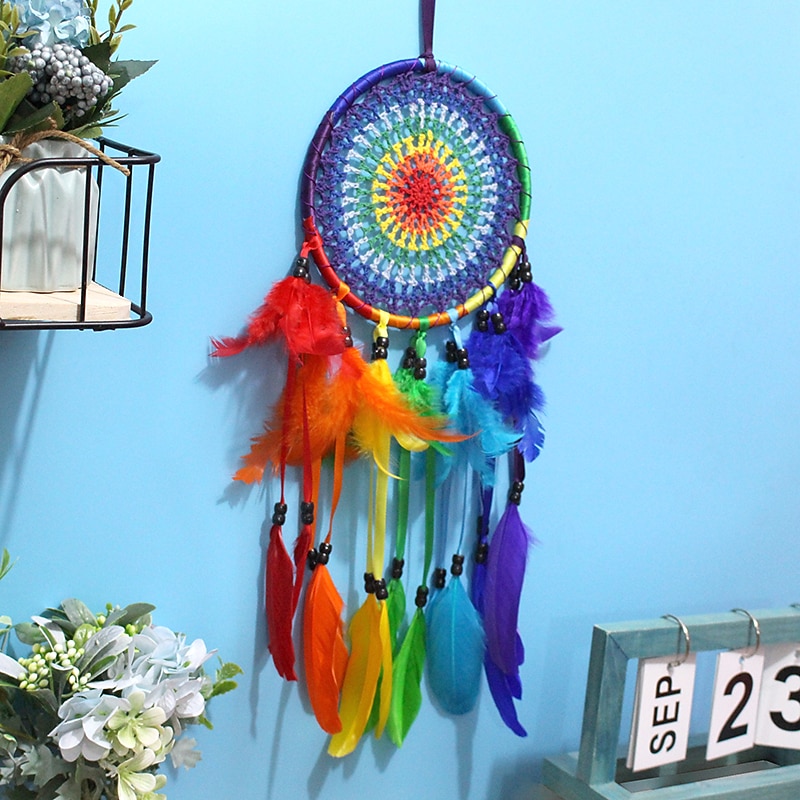 Boho Dream Catcher Handmade Gift Wall Hanging Decor Art Ornament Craft Feather for Kids Bedroom Wedding Festival 55*16cm3
