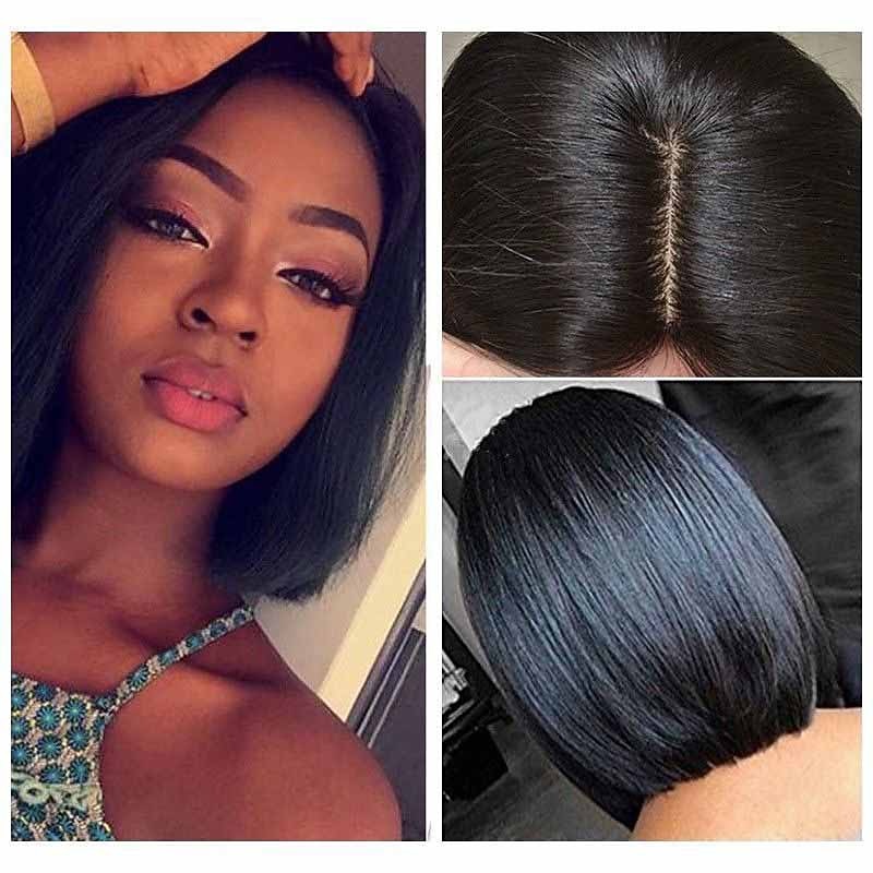 Black Wigs for Women Synthetic Wig Straight Bob Wig Short Black Synthetic Hair 14 Inch Women's Simple Fashionable Design Easy Dressing Black2