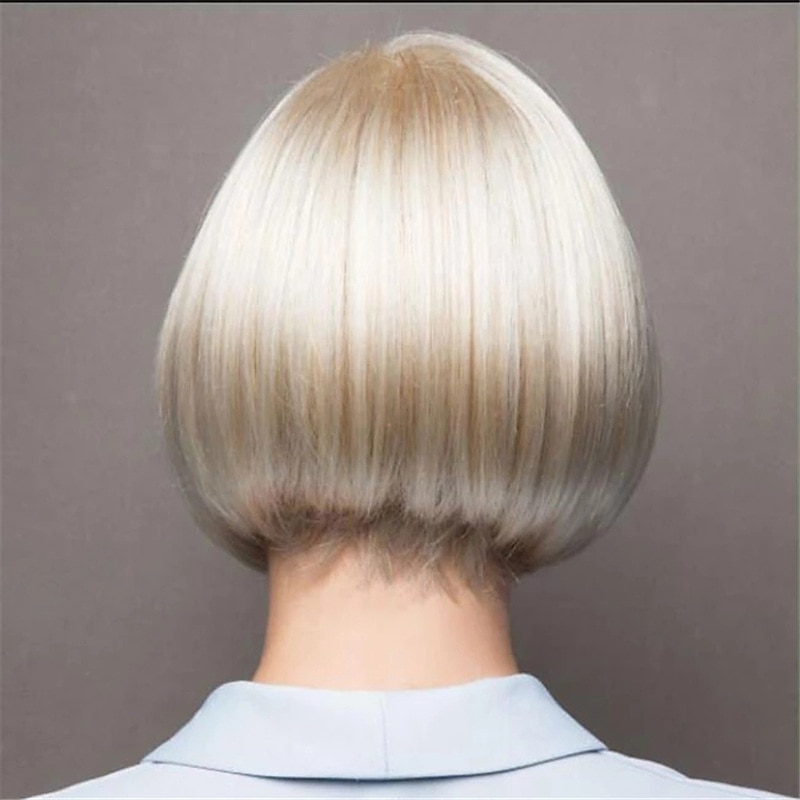 Blonde Wigs for Women Synthetic Wig Curly Matte Bob Wig Short Creamy-White Synthetic Hair 6 Inch Women's Fashionable Design Easy Dressing White3