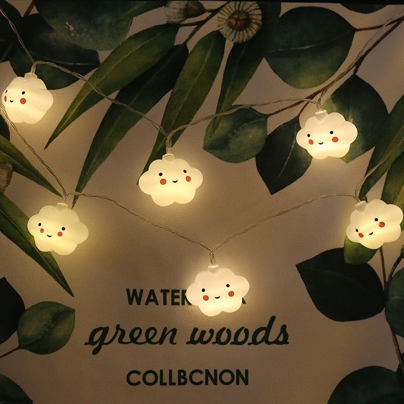 1.5M 3M Led String Holiday Lights Cute Cloud Christmas New Year Party Decor Fairy String Lights AA Battery Operated Warm White Xmas Lighting 10Leds 20Leds2