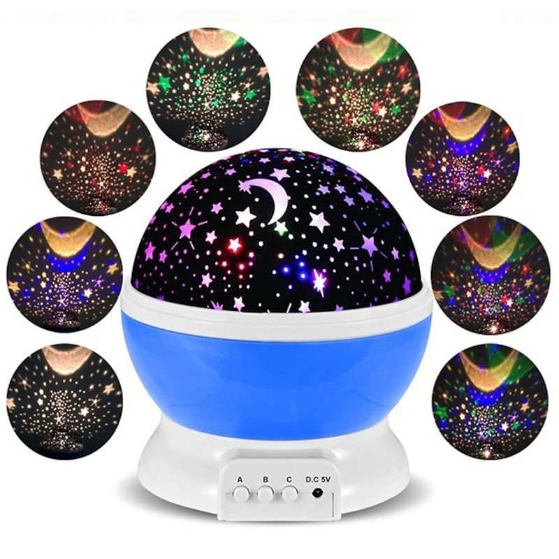 Star Projector Night Light 360-Degree Rotating Desk Lamp 8 Colors Changing with USB for Children Baby Bedroom and Party Decorations3