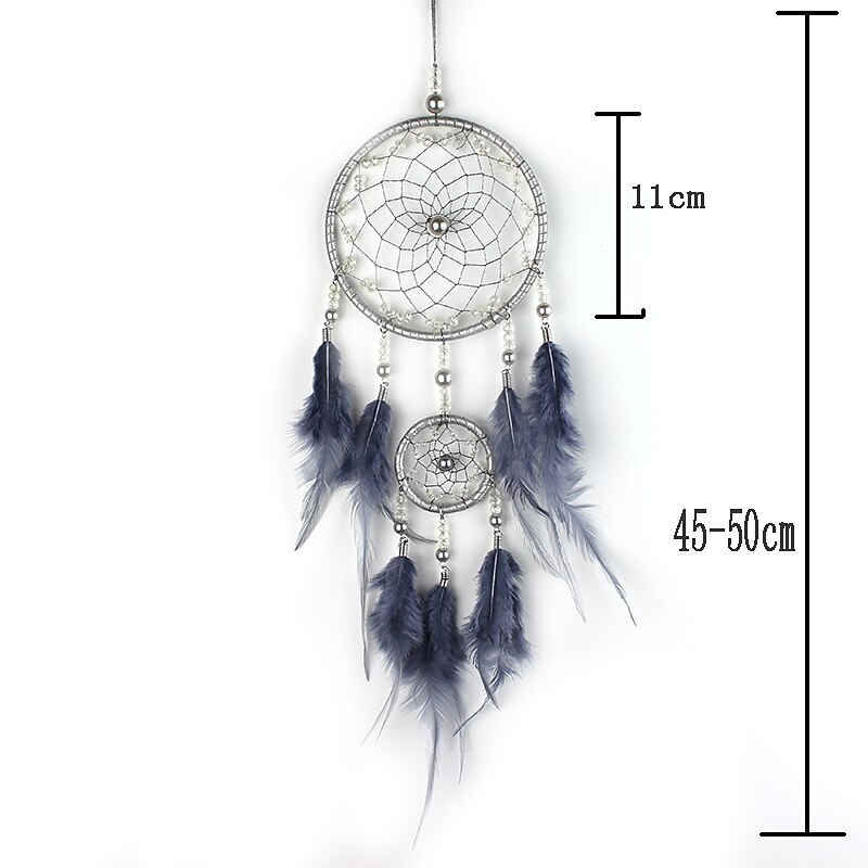 Boho Dream Catcher Handmade Gift Wall Hanging Decor Art Ornament Craft Feather Bead for Kids Bedroom Wedding Festival 50*11cm2