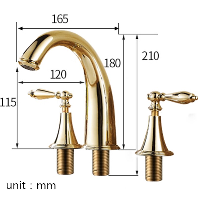 Brass Bathroom Sink Faucet,Widespread Two Handles Three Holes Bathroom Faucet with Valve and Hot/Cold Switch3