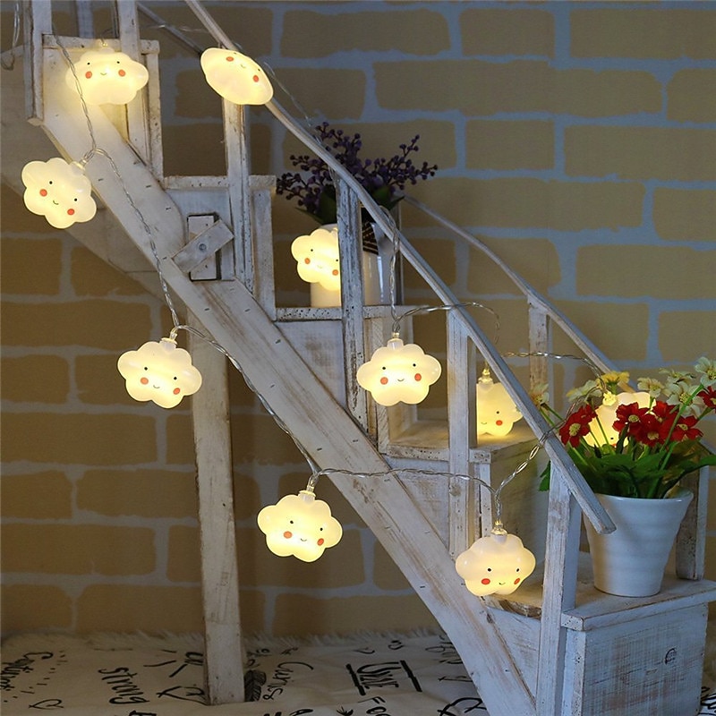 1.5M 3M Led String Holiday Lights Cute Cloud Christmas New Year Party Decor Fairy String Lights AA Battery Operated Warm White Xmas Lighting 10Leds 20Leds4