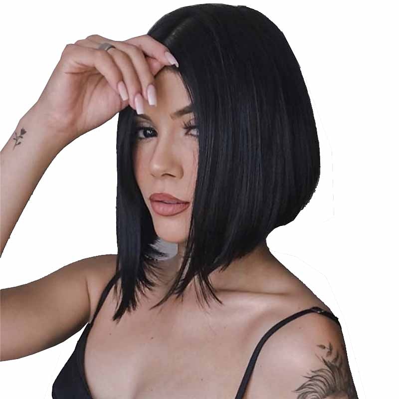 Black Wigs for Women Synthetic Wig Straight Matte Bob Wig Short Natural Black Synthetic Hair Wigs 6 Inch Christmas Party Wigs