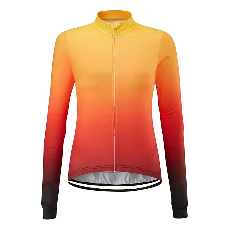 Women's Cycling Jersey Solid Color Gradient Patterned Long Sleeve Bike Jersey Top with 3 Rear Pockets Mountain Bike MTB Road Bike Cycling UV Resistant Quick Dry Back Pocket Sweat-Wicking Sports4