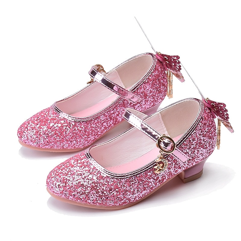Cinderella Princess Elsa Shoes Girls' Movie Cosplay Sequins Rosy Pink Blue White Shoes Halloween Children's Day Synthetic Leather World Book Day Costumes3