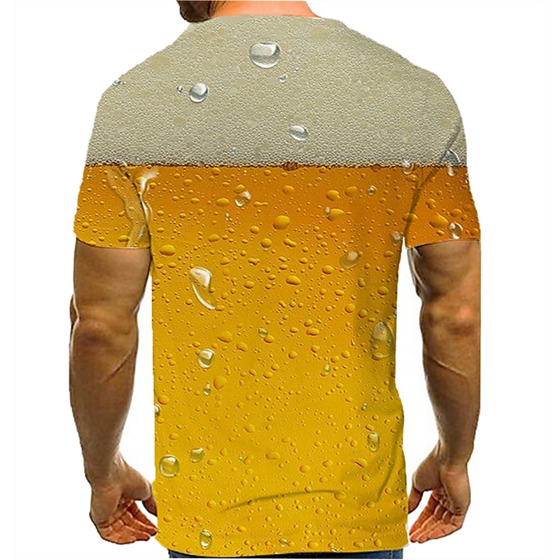 Men's Graphic Beer T Shirt Short Sleeve T shirt Round Neck Shirt Basic Daily Orange Clothing Apparel Normal S M L XL 2XL 3XL2