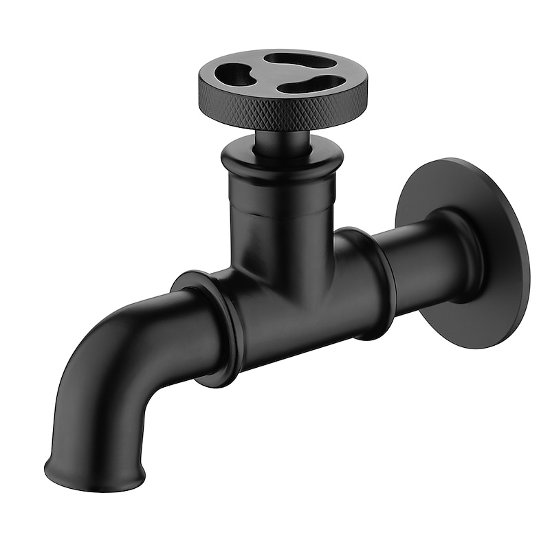 Outdoor Faucet,Industrial Style Wall Mounted Faucet,Black/Gold Wall Installed Classic Kitchen Faucet with Cold Water Only2