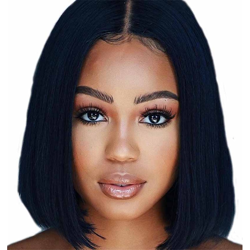 Black Wigs for Women Synthetic Wig Straight Bob Wig Short Black Synthetic Hair 14 Inch Women's Simple Fashionable Design Easy Dressing Black