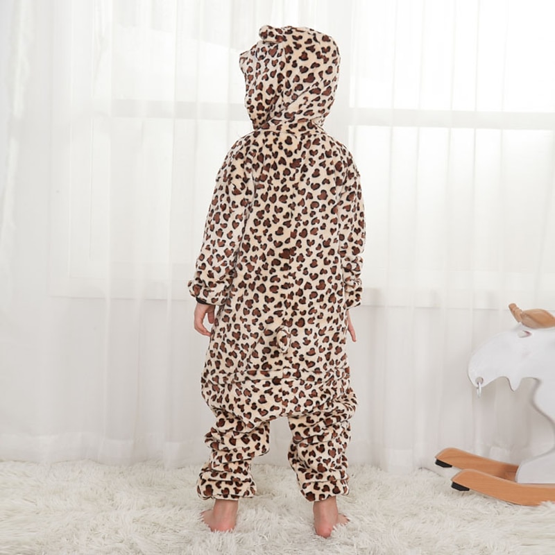 Kid's Leopard Onesie Costume Bear Onesie Pajamas Kigurumi Pajamas For Boys and Girls Carnival Cartoon2