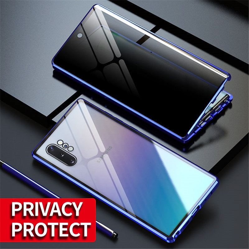 Phone Case For Samsung Galaxy S23 S22 S21 FE S21 Ultra Plus S20 Magnetic Adsorption Full Body Protective Anti peep Shockproof Transparent Privacy Tempered Glass