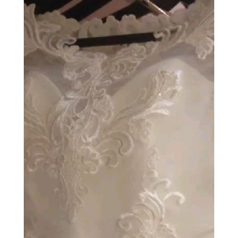 Engagement Vintage Formal Wedding Dresses Ball Gown Illusion Neck Long Sleeve Court Train Satin Bridal Gowns With Appliques Pocket3