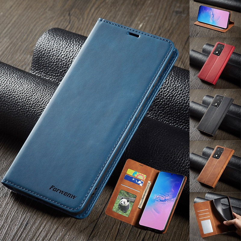 Phone Case For Samsung Galaxy S25 S24 S23 S22 S21 FE S21 Ultra Plus A14 A32 A52 Wallet Case Magnetic Flip Kickstand Shockproof Solid Colored PU Leather
