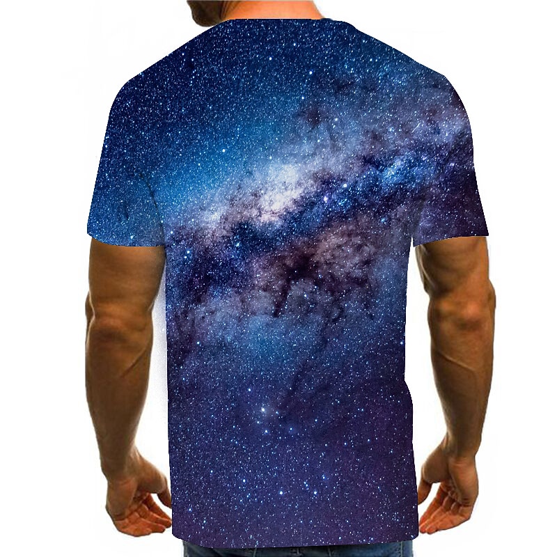 Men's Graphic 3D Starry Sky T Shirt Tee Funny T Shirts Short Sleeve T shirt 3D Print Round Neck Shirt Vintage Basic Causal Daily Yellow Red Blue Clothing Apparel S M L XL 2XL 3XL2