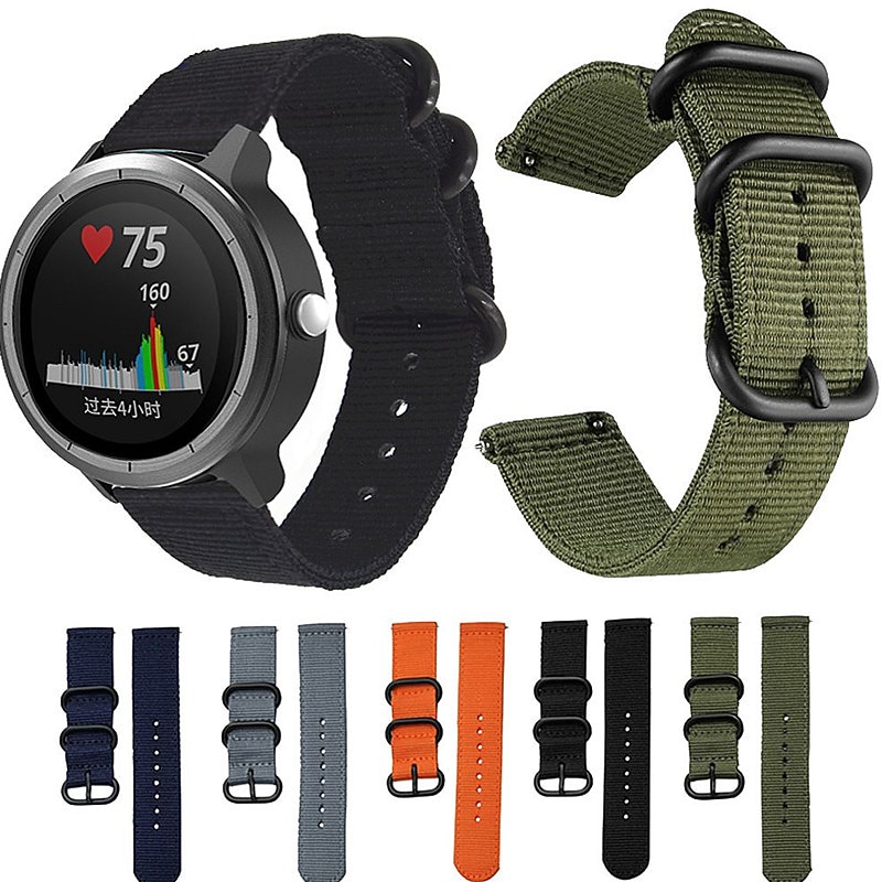 Watch Band for Garmin TomTom Forerunner 645/245/158/55 Music Fenix 7S / 6S / 5S Plus Pro Sapphire Solar Descent Mk2S, D2 Delta S Vivoactive 3 Venu Sq 2(Music) / Sq(Music) / 2 Plus, Venu Nylon
