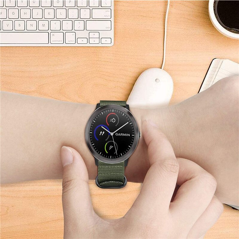 Watch Band for Garmin TomTom Forerunner 645/245/158/55 Music Fenix 7S / 6S / 5S Plus Pro Sapphire Solar Descent Mk2S, D2 Delta S Vivoactive 3 Venu Sq 2(Music) / Sq(Music) / 2 Plus, Venu Nylon3