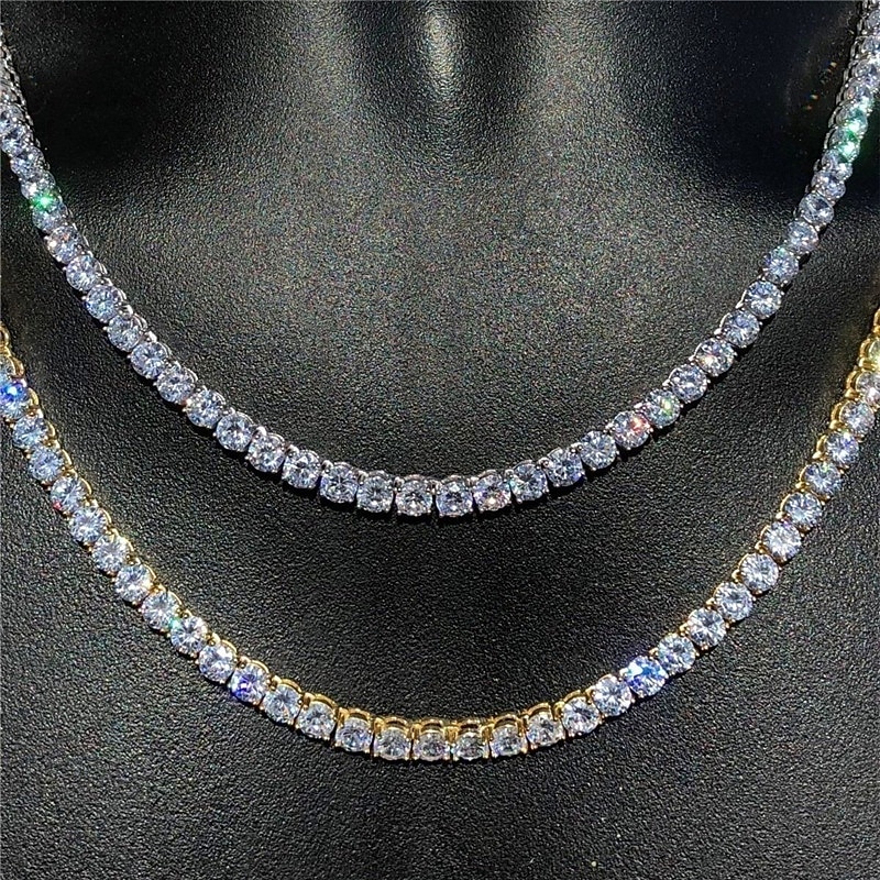 Men's 1PC Cuff Links Chain Necklace Long Necklace Party Evening Masquerade Tennis Chain Pave Punk Blinging Silver Golden3