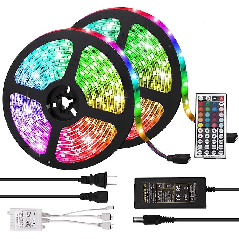 10m 32.8ft LED Strip Light Dimmable Light Sets RGB Color Changing 600 LEDs 5050 SMD Remote Control IP44 for DIY Home Party Décor2