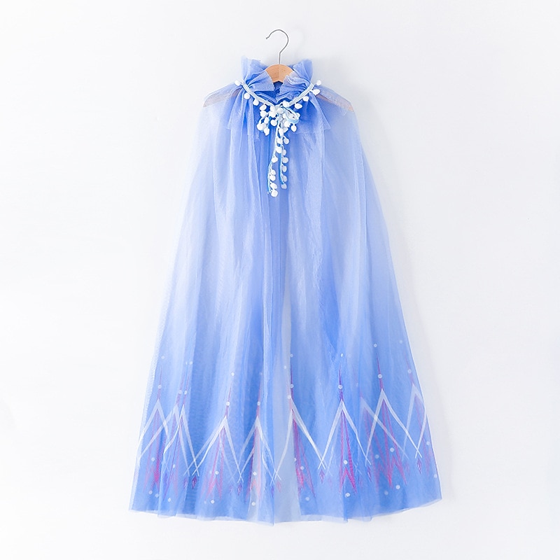 Princess Elsa Cosplay Costume Cloak Girls' Movie Cosplay Dark Blue Blue Light Blue Cloak Children's Day Masquerade / Tulle World Book Day Costumes2