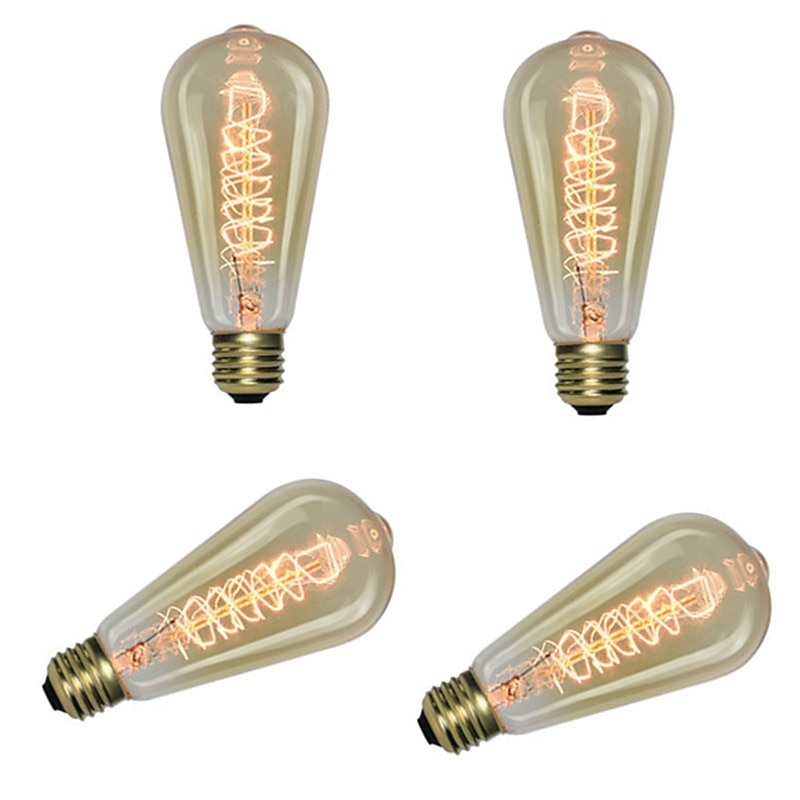 6pcs / 4pcs 40 W E26 / E27 ST64 Warm White Retro / Creative / Dimmable Incandescent Vintage Edison Light Bulb 220-240 V2