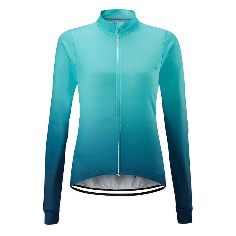 Women's Cycling Jersey Solid Color Gradient Patterned Long Sleeve Bike Jersey Top with 3 Rear Pockets Mountain Bike MTB Road Bike Cycling UV Resistant Quick Dry Back Pocket Sweat-Wicking Sports2