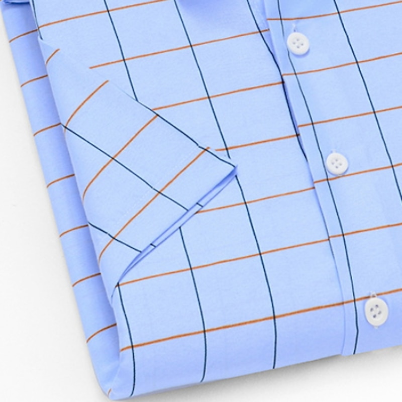 Men's Dress Shirt Plaid Shirt Collared Shirt Button Up Shirt Plaid / Check Wedding Daily Blue Short Sleeve Clothing Apparel Print3