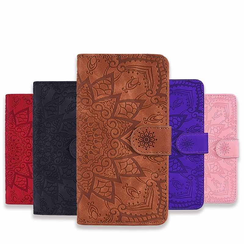Phone Case For Samsung Galaxy S25 S24 S23 S22 S21 FE S21 Ultra Plus A14 A54 S20 A32 Wallet Case with Stand Holder Wallet Card Holder Flower Flower / Floral PU Leather