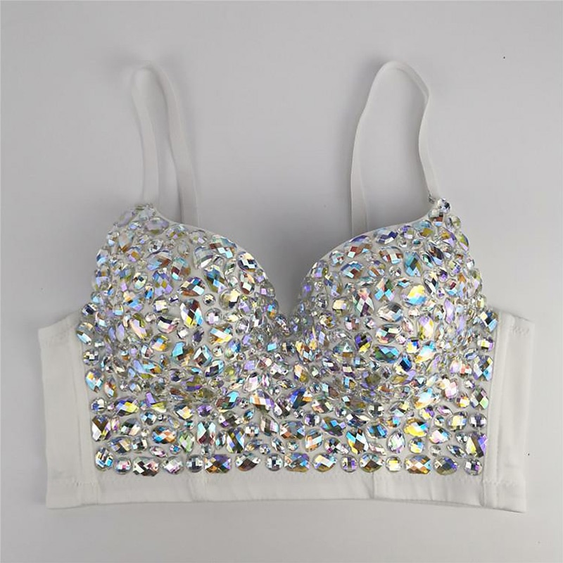 Exotic Dancewear Vest Crystals / Rhinestones Sequins Women's Performance Theme Party Sleeveless Polyester