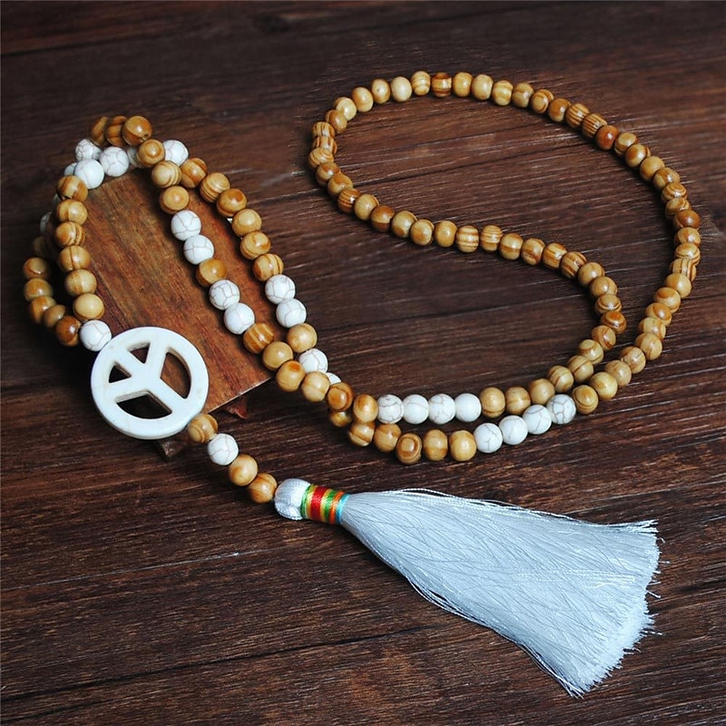 Necklace Long Necklace For Women's Street Birthday Party Beach Stone Wood Tassel2