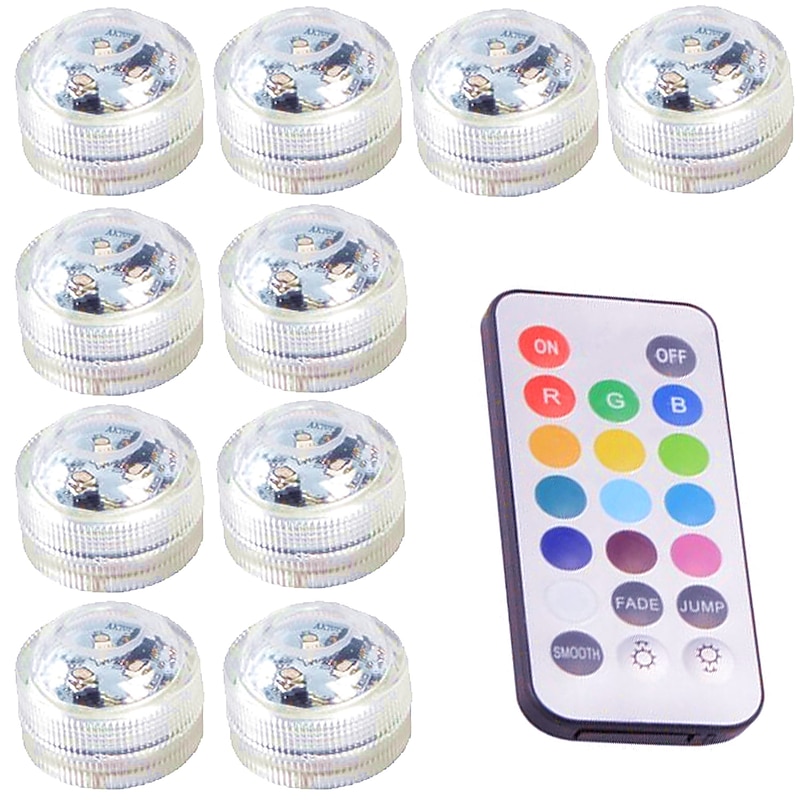 12pcs Underwater Submersible LED Pool Light Waterproof with Remote Control for Bath Tub Vase Aquarium Party Wedding Decor Battery Operated4