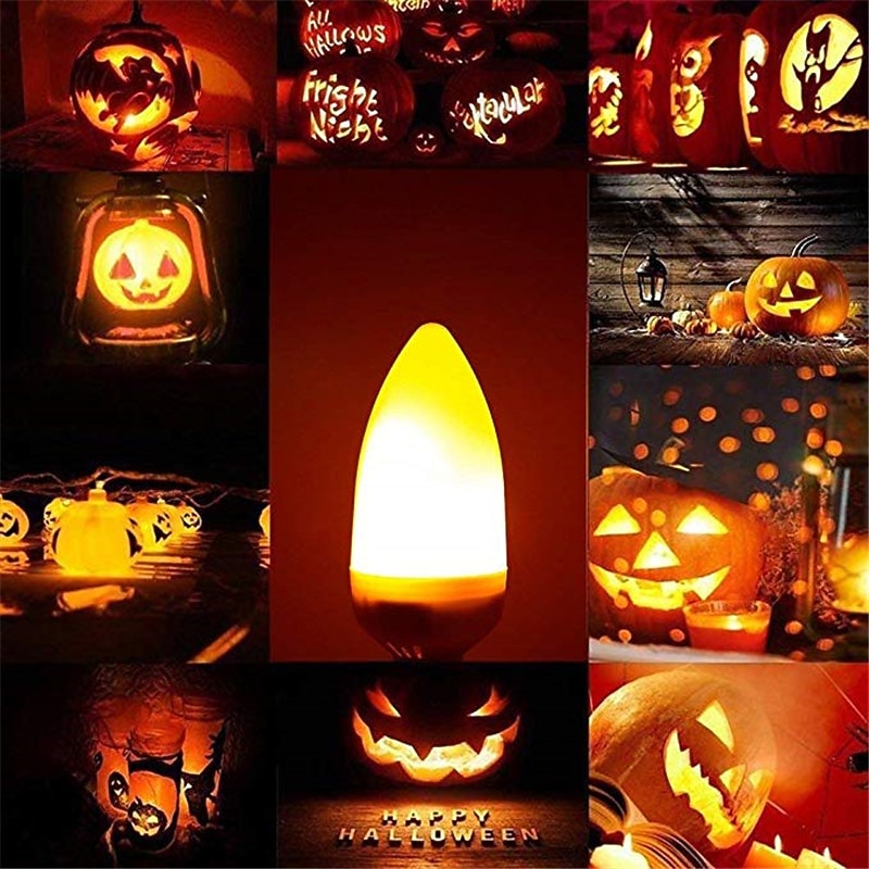 E14 3w Fire Flame Light Bulbs 3 Mode Candelabra  Warm White Chandelie Candle Light for Halloween Christmas Party Decorations C35 C35L 85-265V4