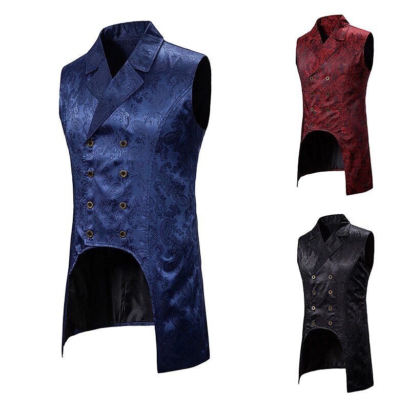 Christmas Vintage Fashion Coat Masquerade Vest Prince Plague Doctor Nobleman Jacquard Jacquard Fancy Dress Men's Royal Steampunk Halloween Carnival Masquerade Event / Party Adults' Vest2