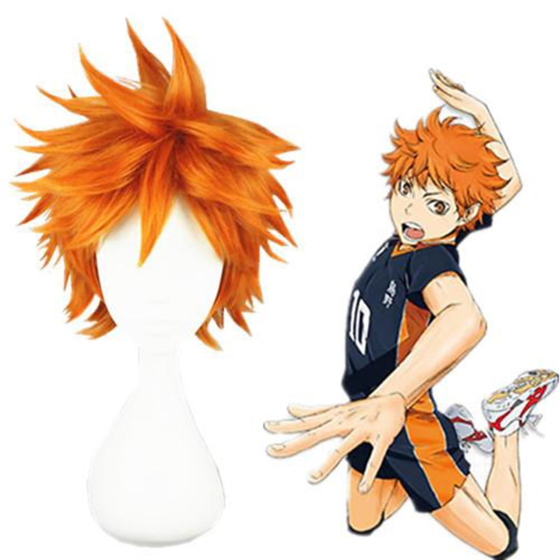 Cosplay Costume Wig Cosplay Wig Hinata Shoyo Haikyuu Straight Cosplay Layered Haircut Wig Short Brown Synthetic Hair 14 inch Men's Anime Cosplay Cool Brown