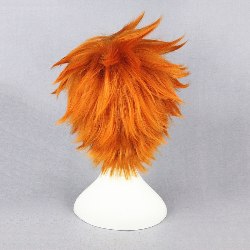 Cosplay Costume Wig Cosplay Wig Hinata Shoyo Haikyuu Straight Cosplay Layered Haircut Wig Short Brown Synthetic Hair 14 inch Men's Anime Cosplay Cool Brown4
