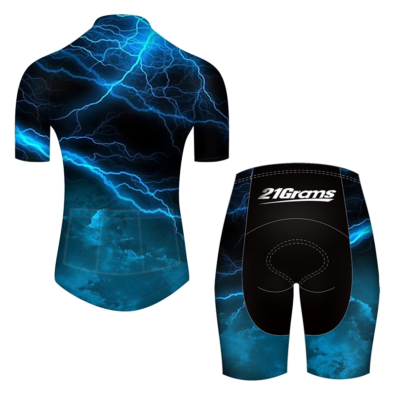Men's Cycling Jersey with Shorts Short Sleeve Mountain Bike MTB Road Bike Cycling Red Green Black Blue Gradient Lightning 3D Bike Clothing Suit 3D Pad Breathable Quick Dry Ultraviolet Resistant4