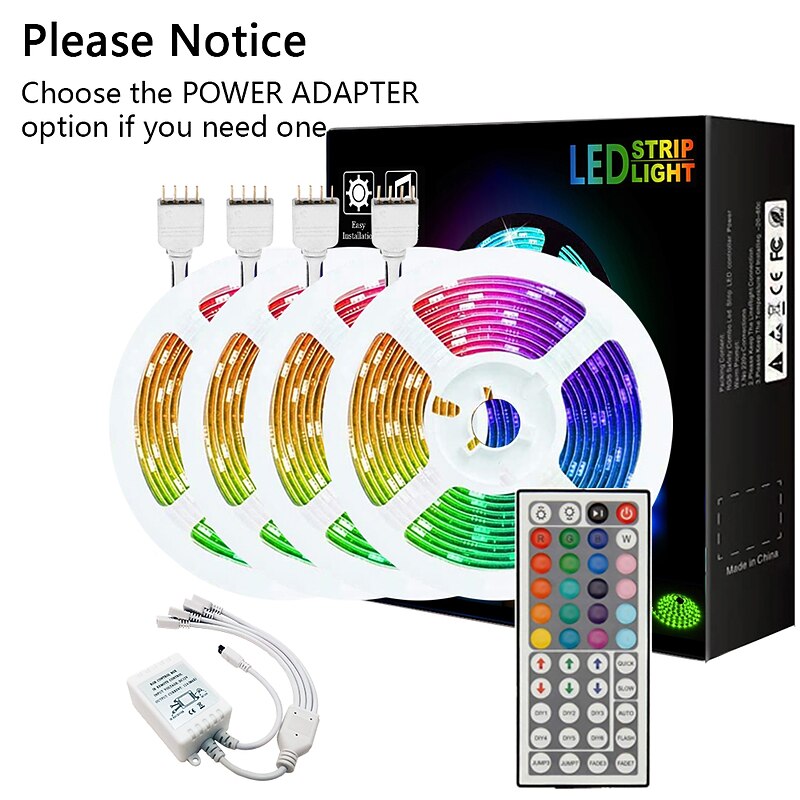 20M(4x5M) 5050 Flexible LED Light Strips RGB SMD 600 LEDs IR 44 Key Controller DC12V with High Viscosity Blue Double-sided Adhesive3