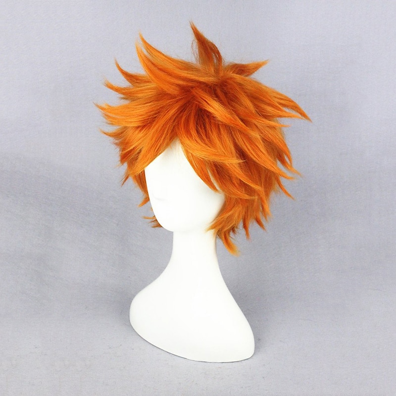 Cosplay Costume Wig Cosplay Wig Hinata Shoyo Haikyuu Straight Cosplay Layered Haircut Wig Short Brown Synthetic Hair 14 inch Men's Anime Cosplay Cool Brown3
