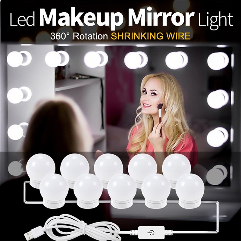1set LED Makeup Mirror Light Vanity LED Light Bulbs Cosmetic Lighted Make up Mirrors Bulb Bright Lights Wall Lamp for Dressing Table3