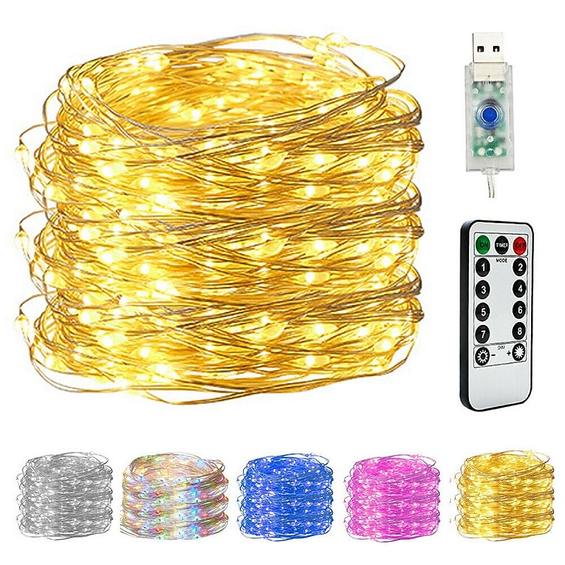 Elegant Wedding Party Reception 10M 100LED Copper Wire USB Plug-in Fairy String Lights with Remote - 8 Modes Waterproof for Birthday, Room, Valentine's Day2