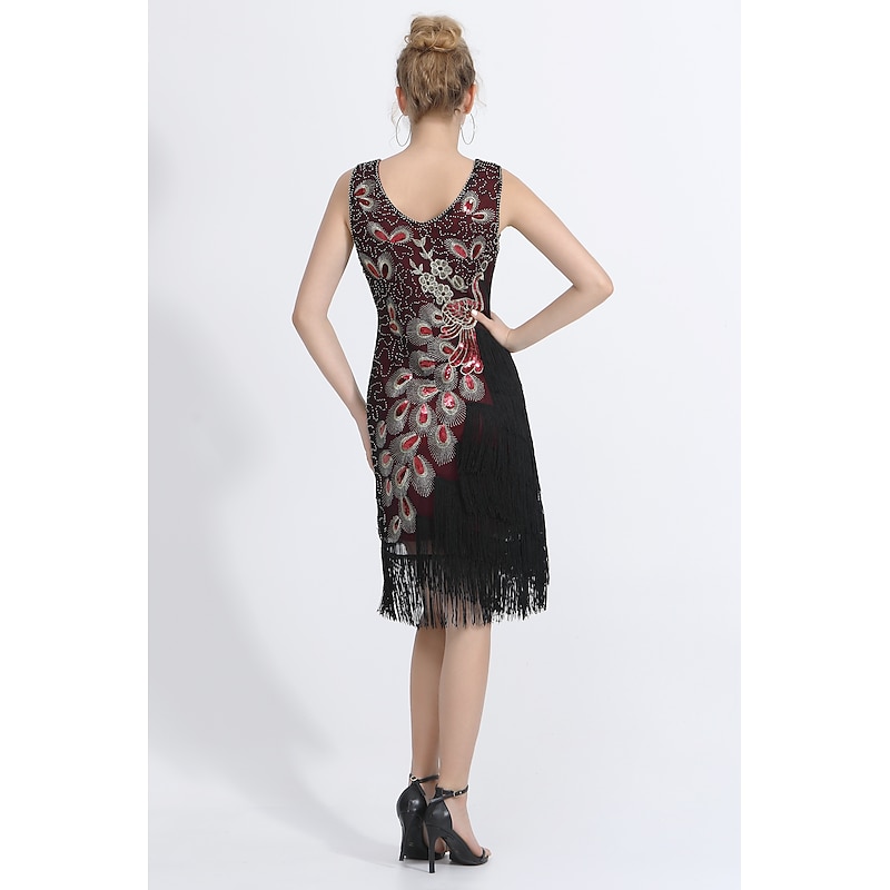 Latin Dance Dance Costumes Dress Beading Tassel Sequins Women's Performance Party Sleeveless Natural Polyester3