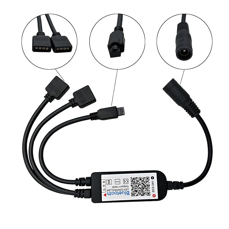 Bluetooth Double outlet LED Smart Controller Working with Android and IOS System Free App for RGB LED Light  Comes With 24 Keys IR Remote Control DC5V-242