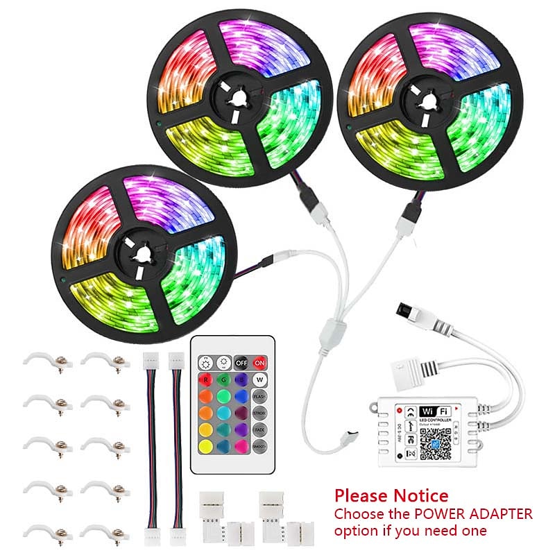 15M 3x5M WIFI Smart LED Light Strips Kit Waterproof RGB Tiktok Lights 450 LEDs 5050 Phone Controlled LED Strip KitTimer LED Tape LightWorks with Android iOS and Google Home2