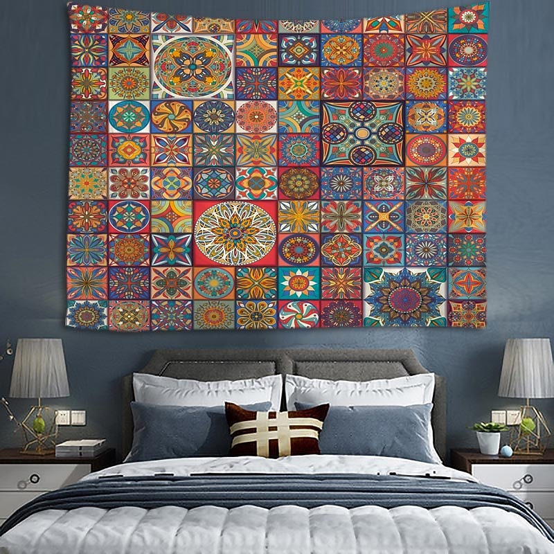 Mandala Bohemian Mosaic Wall Tapestry Art Decor Blanket Curtain Hanging Home Bedroom Living Room Dorm Decoration Boho Hippie Psychedelic Floral Flower Lotus Indian2