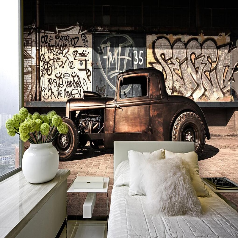 Cool Wallpapers Wall Mural Vintage Wallpaper for Walls Wall Sticker Covering Print Peel and Stick Removable Car Graffiti Canvas Home Décor4