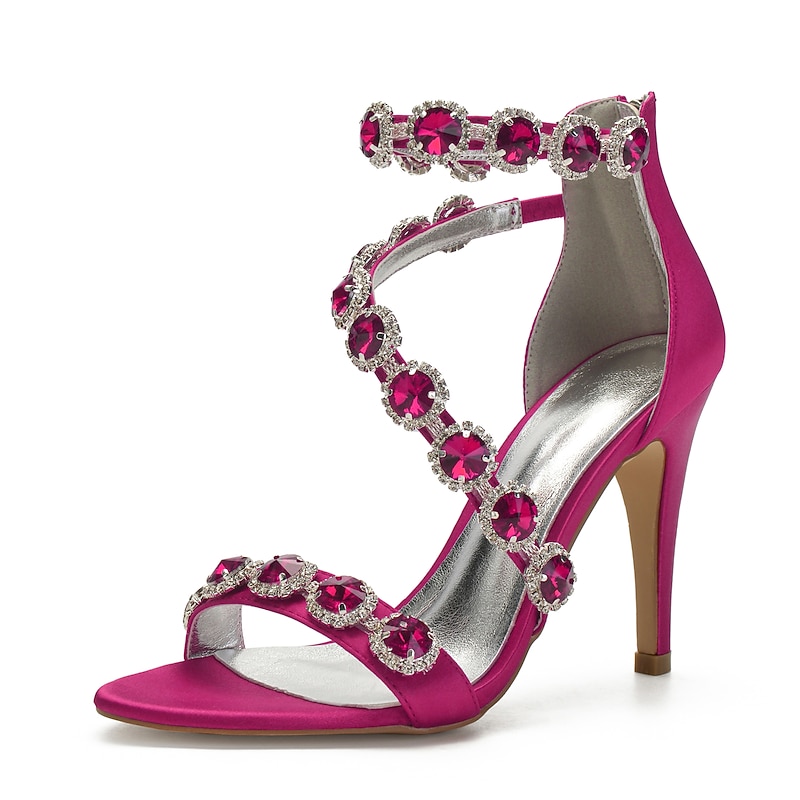 Women's Green Rhinestone Strappy High Heel Sandals – Elegant Satin Stiletto Heels for Weddings, Prom, Cocktail Parties & Formal Events2