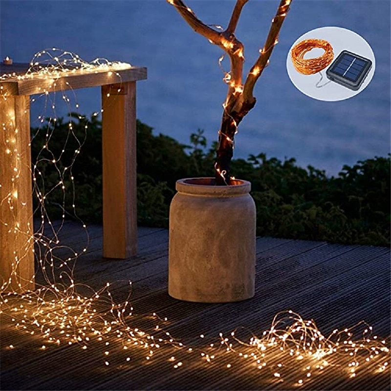 2pcs Solar Fairy String Lights Outdoor 12M 100LEDs Lights Warm White RGB Multi Color Waterproof for Garden Patio Party Holiday Christmas4