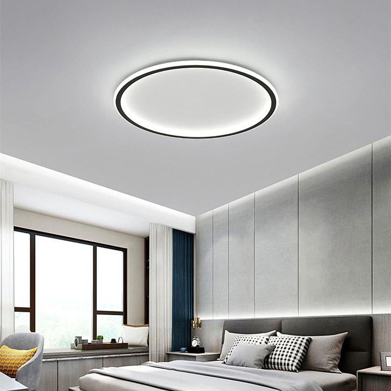 1-Light New LED Ceiling Lamp Round Ultra-Thin Simple Circular Design Ceiling Light Metal Bedroom Lamp Nordic Creative Household Office Study Dining Lamp 28W ONLY DIMMABLE WITH REMOTE CONTROL4