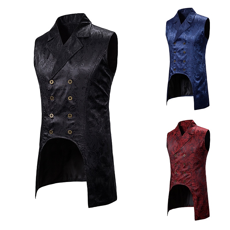 Christmas Vintage Fashion Coat Masquerade Vest Prince Plague Doctor Nobleman Jacquard Jacquard Fancy Dress Men's Royal Steampunk Halloween Carnival Masquerade Event / Party Adults' Vest3