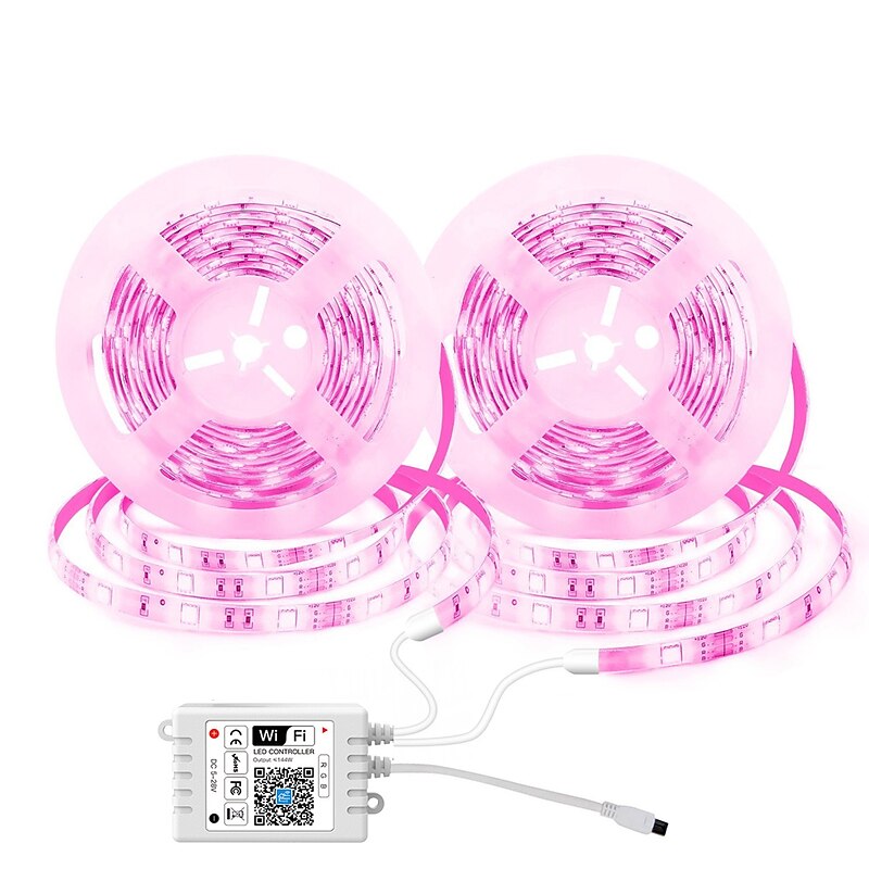 10m 32.8ft Smart App Control Flexible Led Strip Light 5050 RGB SMD 360 LEDs Work with Alexa Google 12V 4A Adapter Kit3